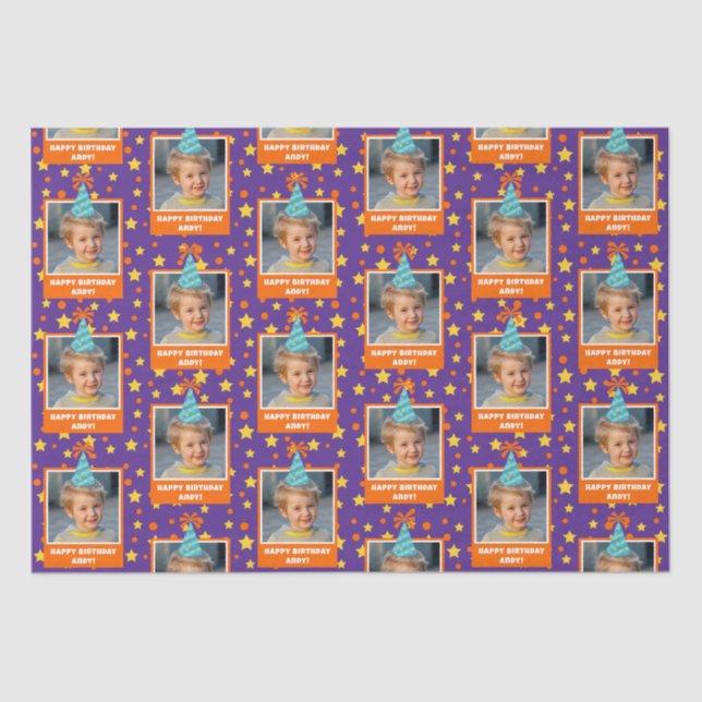 Papier Mousseline Photo pour enfant personnalisée Joyeux anniversair (Recto)