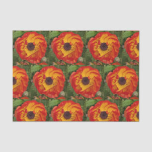 Papier Mousseline Photographie de fleur rouge-orange et jaune