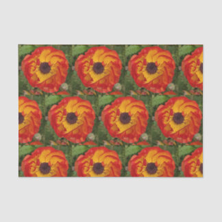 Papier Mousseline Photographie de fleur rouge-orange et jaune