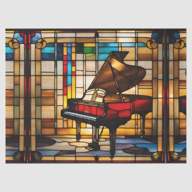 Papier Mousseline Piano à Queue Verre Faux Teinté pour Découpage Art (Recto)