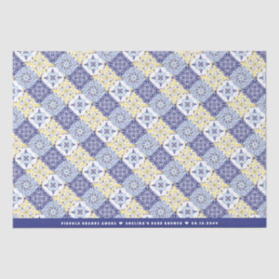 Papier Mousseline Piccolo Amore Carreaux italiens Baby shower Citron