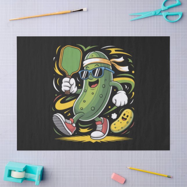 Papier Mousseline Pickle Jouant au Pickleball (Artisanat)