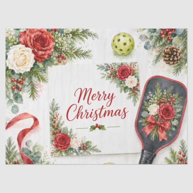 Papier Mousseline Pickleball thème de Noël  (Recto)