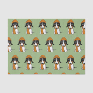 Papier Mousseline Piebald Dachshund Cute Dog avec le Casquette Tiss