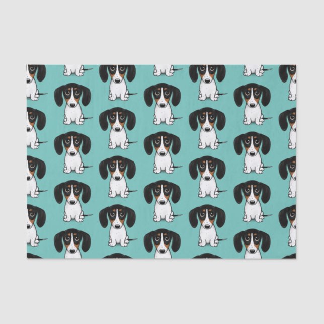Papier Mousseline Piebald Dachshund Cute Dog Patterned (Recto)