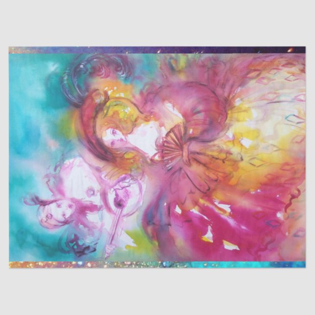 Papier Mousseline PIERO ET ARLECCHINA Carnaval vénitien Aquarelle (Recto)