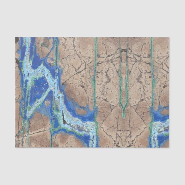 Papier Mousseline Pierre azurite Beige et Turquoise (Recto)