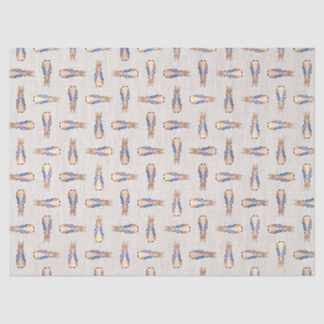 Papier Mousseline Pierre le lapin avec texture de lin beige (Recto)