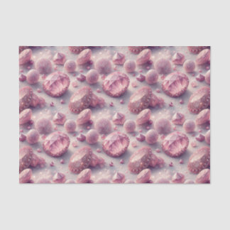 Papier Mousseline Pierres précieuses roses et motif de cristaux de j
