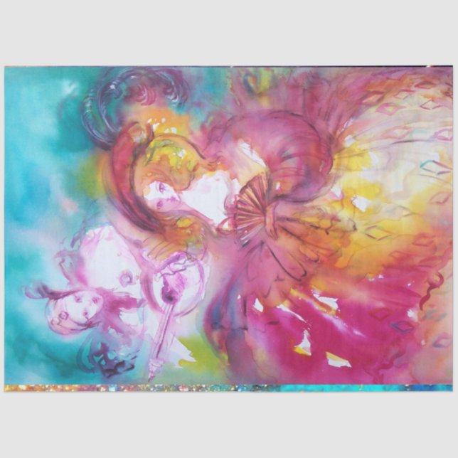 Papier Mousseline PIERROT ET ARLECCHINA Carnaval vénitien (Recto)