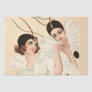 Papier Mousseline Pierrot et Pierrette Baiser de la Main par Sophia