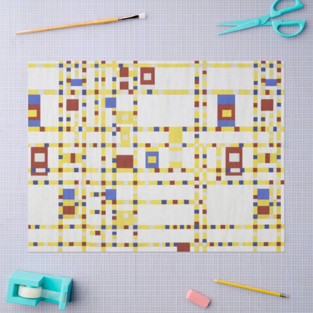 Papier Mousseline Piet Mondrian Broadway Boogie Woogie Art Abstrait (Artisanat)