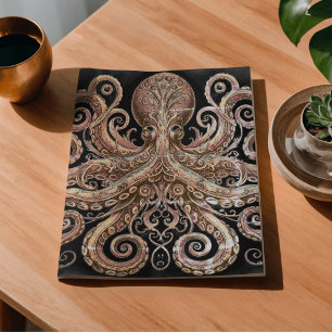 Papier Mousseline Pieuvre Steampunk Kraken Orné Or Argenté Et Noir