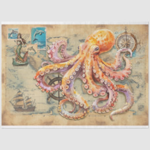 Papier Mousseline Pieuvre sur la carte