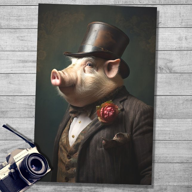 Papier Mousseline Pig dans le vêtement de Gentleman 1 papier découpa (Créateur téléchargé)