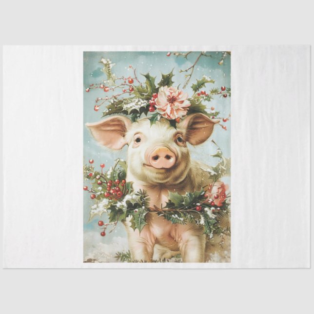 Papier Mousseline Piglet de Noël (Recto)