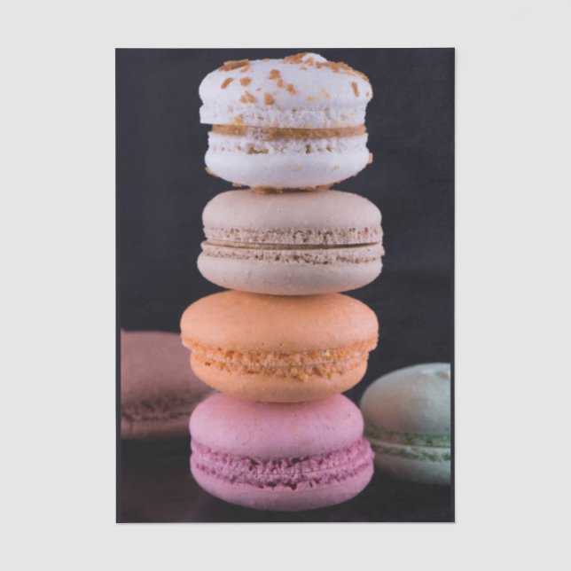 Papier Mousseline Pile coloré de macarons français (Recto)