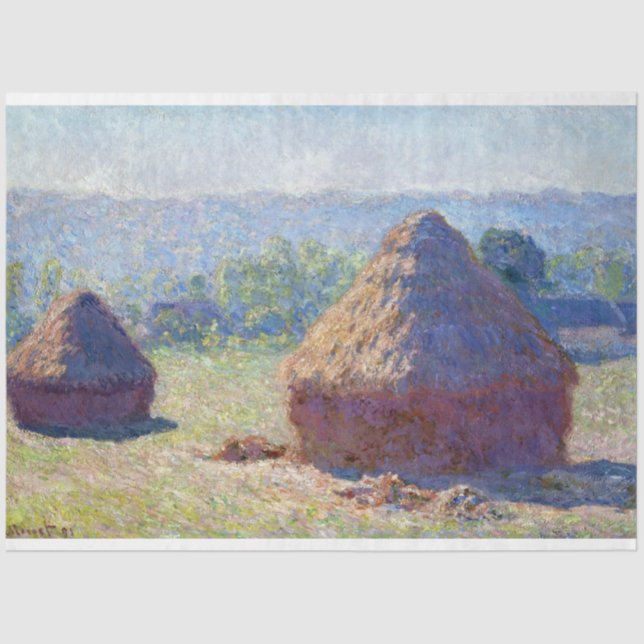 Papier Mousseline Pile de blé (fin de l'été), Monet (Recto)