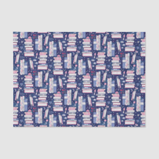 Papier Mousseline Pile de contes de livres bleu