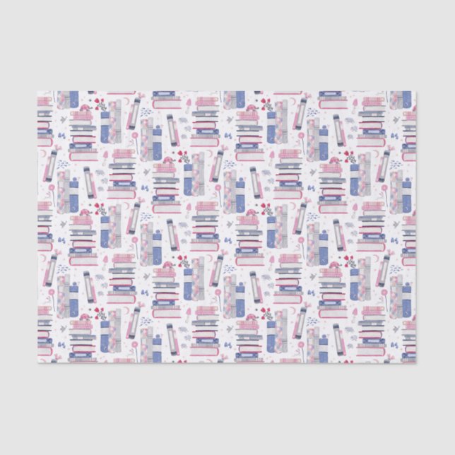 Papier Mousseline Pile de contes de livres gris blanc (Recto)