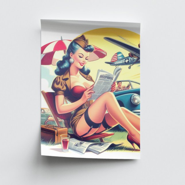 Papier Mousseline Pilote Rétro Pin-up (Créateur téléchargé)