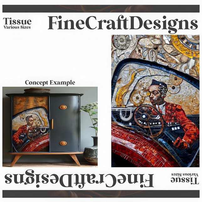 Papier Mousseline Pilote Steampunk Dans Red Sports Voiture A5R Decou (Créateur téléchargé)