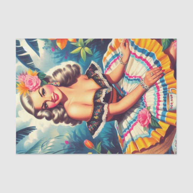 Papier Mousseline Pin-up de la jungle tropicale (Recto)