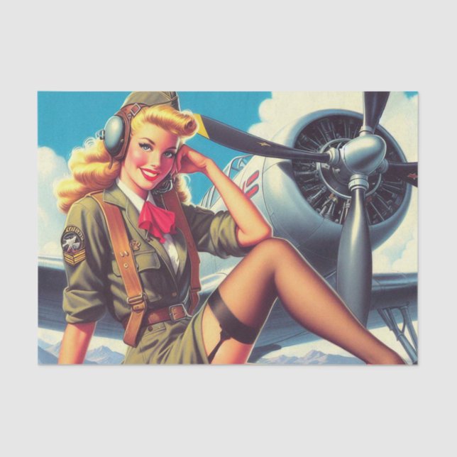 Papier Mousseline Pin-up de l'avion vintage (Recto)