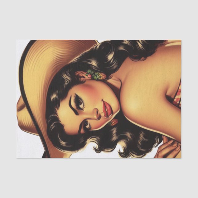 Papier Mousseline Pin-up de pays mignon (Recto)