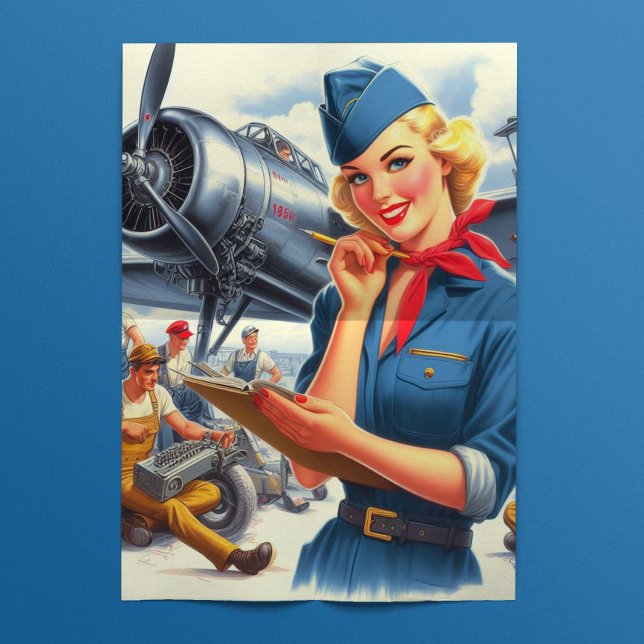 Papier Mousseline Pin-up Pilote d'Avion Rétro (Créateur téléchargé)