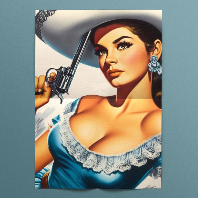 Papier Mousseline Pin-up rétro Far West (Créateur téléchargé)
