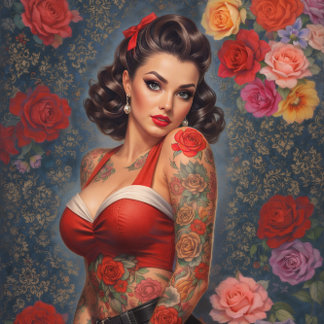 Papier Mousseline Pin-up Tattoo beauty decoupage paper