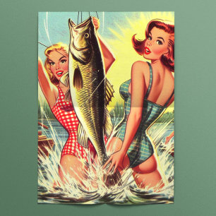 Papier Mousseline Pin-ups Rétro de Pêche