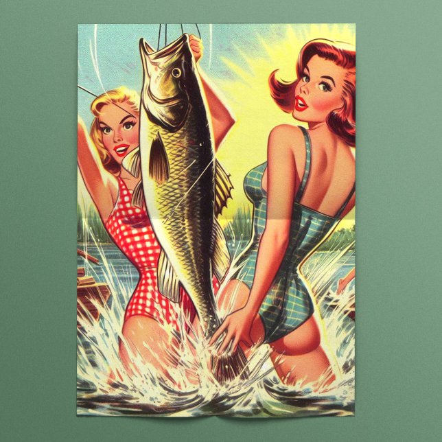 Papier Mousseline Pin-ups Rétro de Pêche (Créateur téléchargé)