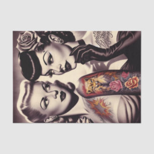 Papier Mousseline Pinceaux de tatouage vintage Glam