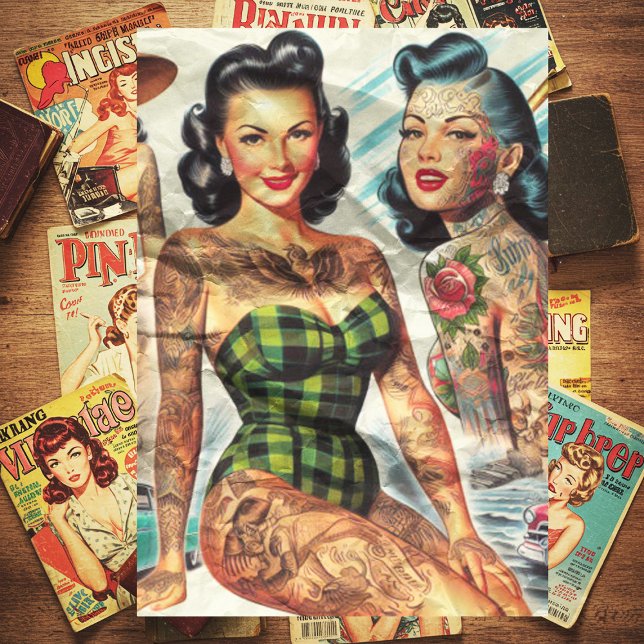 Papier Mousseline Pinces vintages tatouées (Créateur téléchargé)