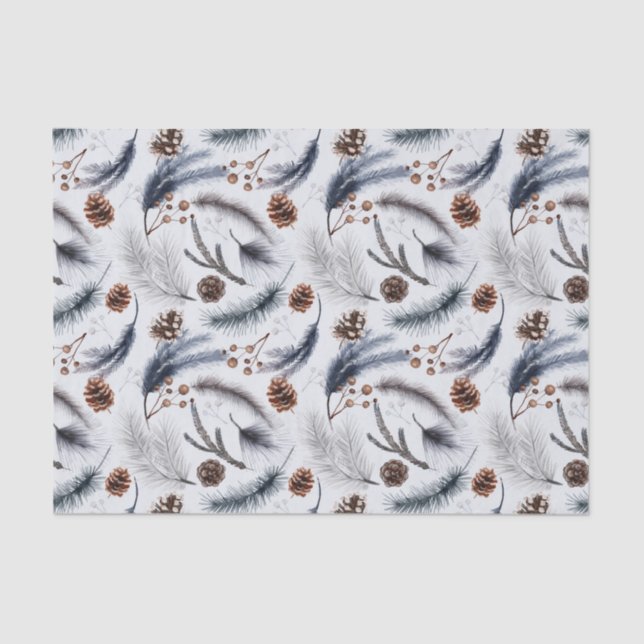 Papier Mousseline Pine Cones et aiguilles de pin Noël Motif (Recto)