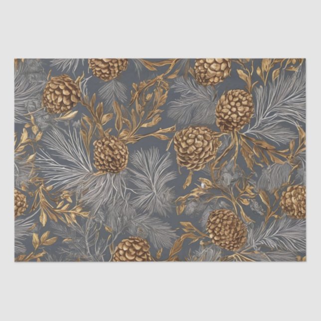Papier Mousseline Pinecones et branches (Recto)