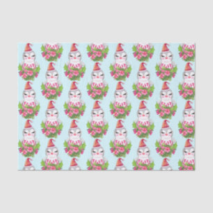 Papier Mousseline Pingouin de Noël mignon en Motif de Santa Hat