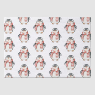 Papier Mousseline Pingouins de menthe rouge de Noël