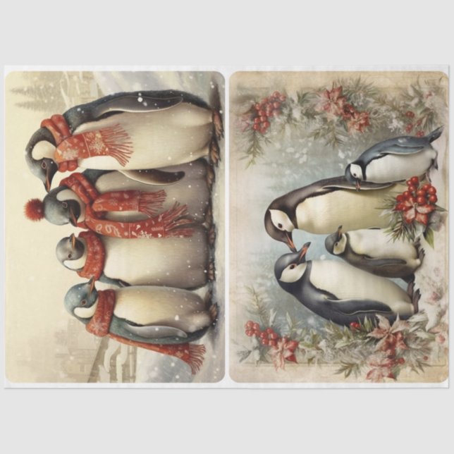 Papier Mousseline Pingouins de Noël (Recto)