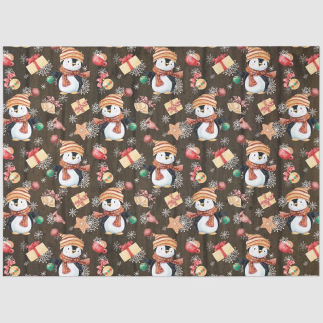 Papier Mousseline Pingouins d'hiver de Noël Snow Flakes pour enfants (Recto)
