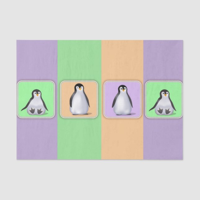 Papier Mousseline Pingouins pour bébés (Recto)