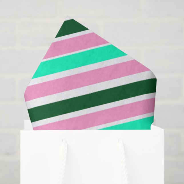 Papier Mousseline Pink and Green Christmas Candy Stripes  (Sac cadeau)