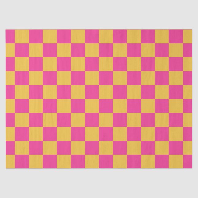 Papier Mousseline Pink and Yellow Checkerboard (Recto)