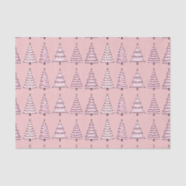 Papier Mousseline Pink Christmas Tree Tissue Paper (Recto)