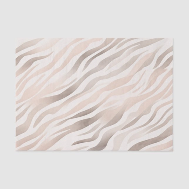 Papier Mousseline Pink Cream Beige Zebra Animal Print (Recto)