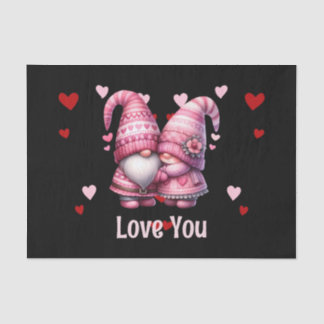 Papier Mousseline Pink Gnome Valentine Couple