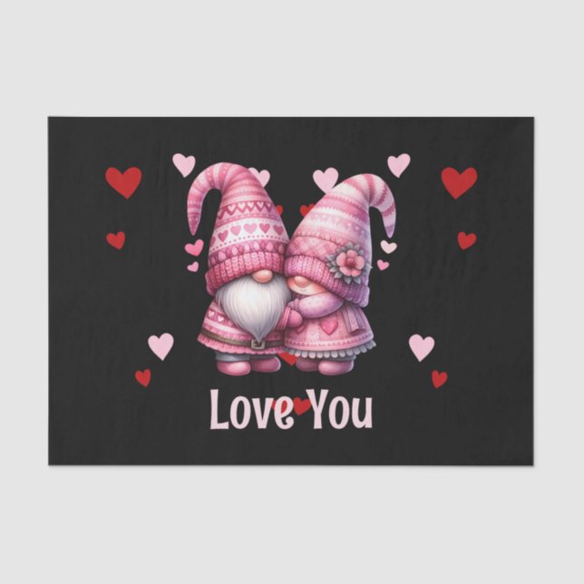 Papier Mousseline Pink Gnome Valentine Couple (Recto)