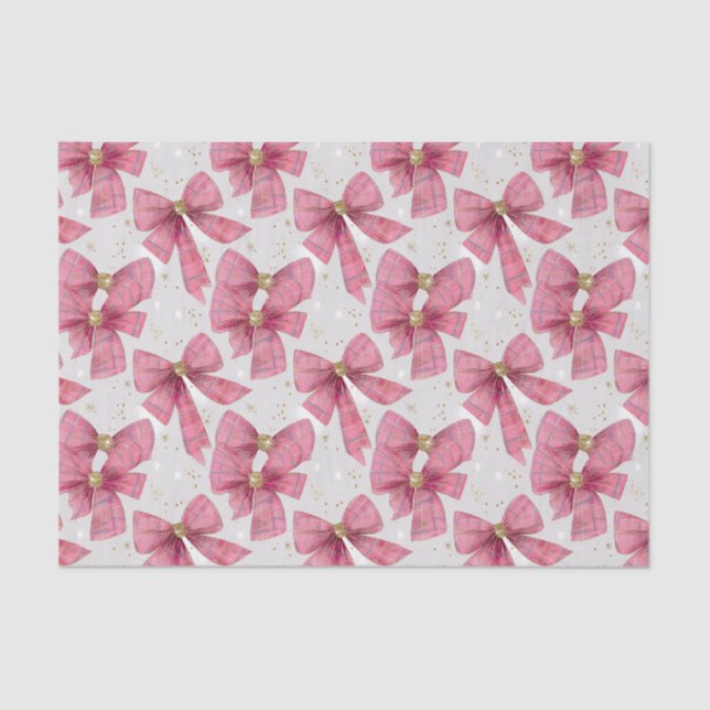 Papier Mousseline Pink Gold Plaid Bains Noël (Recto)